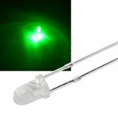 3mm Led gr&uuml;n 6000mcd 30� 525~527nm 3,2-3,4V 20mA
