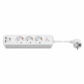 3-fach Tisch-Steckdosenleiste mit 2x USB Ladebuchsen 5V DC 2,1A, 1,5m Mehrfachsteckdose