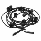 7,35m Lichterkette mit 10x E27-Fassung SYSTEM PARTYLIGHT schwarzes Kabel koppelbar