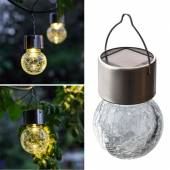  Solar Led Hängeleuchte CRACKLE-klar 9x6cm mit Bruchglas-Kugel Solarleuchte zum hängen