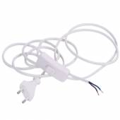  1,5m Netzkabel weiß mit Schnurzwischen-Schalter & Eurostecker 2,5A/230V / 0,75 mm