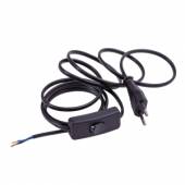  1,5m Netzkabel schwarz mit Schnurzwischen-Schalter & Eurostecker 2,5A/230V / 0,75 mm