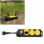 3-fach Outdoor Steckdosenleiste mit Schalter & 3m Kabel 230V 16A IP44 Garten-Steckdose