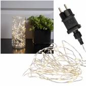   Micro Led Draht Lichterkette 100 LEDs Dew Drops tageslichtweiß mit Netzteil 230V betrieb 