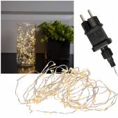   Micro Led Draht Lichterkette 100 LEDs Dew Drops warmweiß mit Netzteil 230V betrieb 