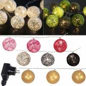 Led Kugel Lichterkette JOLLY mit 10 Sisal-Bälle 60mm 230V Girlande Party für Innen