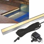 LED Licht-Leiste AQUALINE 1200 warmwei&szlig; 230V 7,5W Edelstahl IP68 Unterwasserbetrieb
