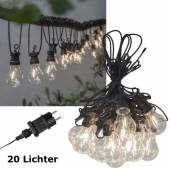 LED Party Lichterkette CIRCUS-74 klar 20x Glühbirnen Filament-LED 230V-Netzteil für Außen