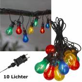 LED Party Lichterkette CIRCUS-77 bunt 10x Glühbirnen Filament-LED 230V-Netzteil für Außen