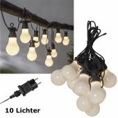 LED Party Lichterkette CIRCUS-81 opal matt 10x Glühbirnen 230V-Netzteil für Außen