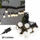 LED Party Lichterkette CIRCUS-83 opal matt 20x Glühbirnen 230V-Netzteil für Außen