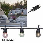 PREMIUM Party LED Lichterkette CIRCUS MINI - pastell 20x Filament-LED 230V-Netzteil schwarz