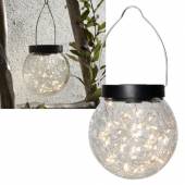 Solar Led Hängeleuchte GLORY 12x12cm mit Bruchglas-Kugel Solarleuchte zum Hängen