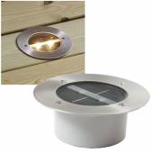  Solar LED Bodeneinbauleuchte DECKLIGHT warmwei&szlig; rund � 120mm Edelstahl Front massiv