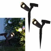  2er Set Led Solar Strahler mini POWER Spotlight variabel Montage, je 15lm