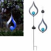 Design Metall-Solarleuchte MELILLA blau Led Gartenstab-Leuchte oder Hängeleuchte