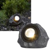     XL Solar Steinleuchte ROCKY IP44 20cm Strahler verstellbar grau Solarstein