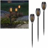 3er Set Solarleuchte FLAME SMALL 40x7cm mit Feuer-Effekt Solarlampen