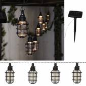 LED Solar Lichterkette CAGE mit 8 Retro-Birnen 3,8m für Außen Garten Rustikal Party
