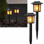 2er Set Solarleuchte FLAME MINI 23x7,5cm mit Feuer-Effekt Solarlampen
