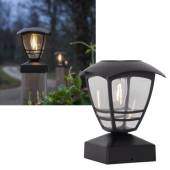 Solar Zaun-Pfosten-Leuchte FELIX 20x14cm mit Filament-LED 10lm schwarz Gartenlicht Zaunlampe