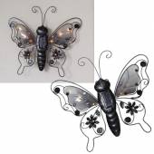 LED Solar Deko Wandleuchte BUTTERFLY ca 34x39cm Schmetterling Wandbild Metall für Garten