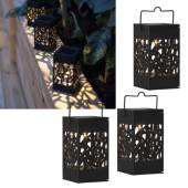 3er Set Solar Leuchte IZOLA 11x6cm edles Lochmuster Lampen für Balkon Garten & Co