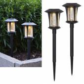 2er Set Solarleuchte MONACO 32x12cm mit Echtglas Solarlampen für Balkon Garten und Co