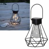 LED Solar Laterne EDDY Tischleuchte mit Glühbirne & Draht-Lichterkette