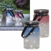 LED Solar Tischleuchte TINT mit Aufhänger Laterne aus Echtglas