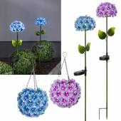  LED Solarleuchte HORTENSIA Gartenstab o. Hängeleuchte mit Blumen Hortensien