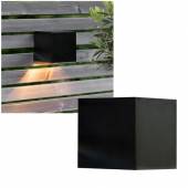 Solar Led Wandleuchte WALLY-CUBE warmwei&szlig; 10 x 10 cm schwarz W&uuml;rfel-Form