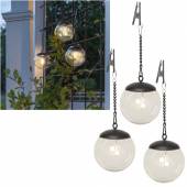 3er Set Solar Led Hängeleuchte Globe  10cm Kugel mit Filament Led Solarleuchte hängend mit Kette