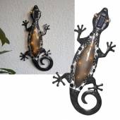 LED Solar Deko Wandleuchte GECKO 52x27cm Eidechse Wandbild Metall für Garten