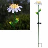  LED Solarleuchte GÄNSEBLÜMCHEN  mit 10 LEDs Gartenstab mit Blume