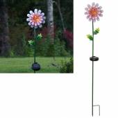  LED Solarleuchte GÄNSEBLÜMCHEN Pink mit 10 LEDs Gartenstab mit Blume