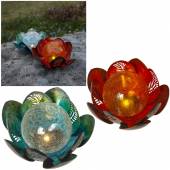 Solar Led Standleuchte LILLY 26x12cm Lotus-Blüte für Tisch Rasen & Co Solarlampe mit Crash-Kugel