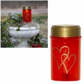 Solar Grableuchte HEARTY rot mit Herz Motiv 12x7cm Led Grabkerze Grablicht mit Erdspie&szlig;