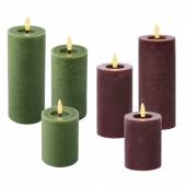 LED Echtwachs Kerze 3D FLAMME 11/15/19 x 7cm mit Timer flackernd Echtwachs Blockkerze