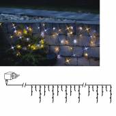 LED Lichtervorhang 4,0x0,4m MIX weiß & warmweiß, Kabel schwarz, 144 Leds IP44 Innen & Außen