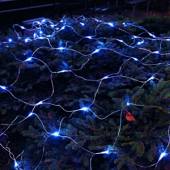 3x3m LED Lichternetz BLAU 180 Leds, transparentes Kabel, outdoor Außen IP44