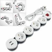 4-fach Tisch Steckdosen-Leiste flexibel mit Schalter, 2 USB Lade-Buchse Mehrfach-Steckerleiste 1,4m