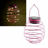   Solar Led Laterne SPRING rosa/pink Hängeleuchte für Außen Spiral-Lampion