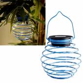   Solar Led Laterne SPRING blau Hängeleuchte für Außen Spiral-Lampion
