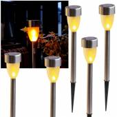 5er Set Flame Solarleuchte TIM 37x5,5cm mit Feuer-Effekt Solarlampen