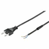  1,5m Netzkabel schwarz Eurostecker / blanke Enden mit Zugentlastung  2,5A/250V / 0,75 mm