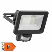 slim LED Fluter schwarz 30W mit Bewegungsmelder abschaltbar 230V 2550lm neutralwei&szlig;