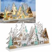 Led Holz-Silhouette Weihnachtslandschaft beleuchtet batterie-betrieb Weihnachtsdeko Tischdeko