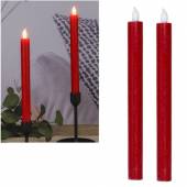 2er Set Led Stab-Kerze TOUCH ROT 25x2cm, flammenlose Stabkerzen