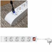 4-fach Steckdosen-Leiste Verteiler mit Schalter 2 USB Lade-Buchse Steckerleiste Mehrfachsteckdose